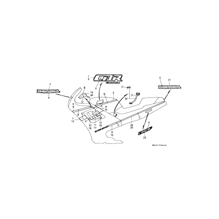 HONDA 	STRISCIA CAPPOTTATURA INFERIORE D. (D) (---) *TYPE3*