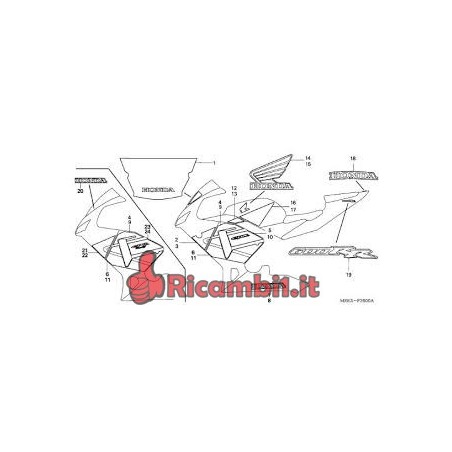 HONDA STRISCIA, COPERTURA CONDOTTO ARIA S. *TYPE1*CBR600RR3	CBR600RRCBR600RR4	CBR600RRCBR600RR5	CBR600RR